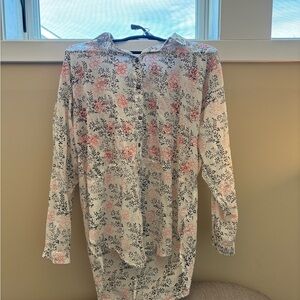 Anthropologie Floral Print Blouse - Black and Red on White